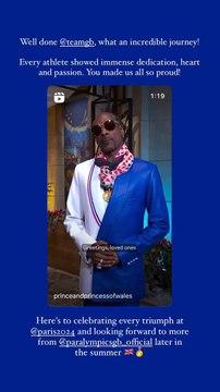 La princesse de Galles et le prince de Galles, Kate Middleton et William, félicitent en vidéo les athlètes britanniques lors de la fin des JO de Paris 2024, aux côtés d'une foule de personnalités