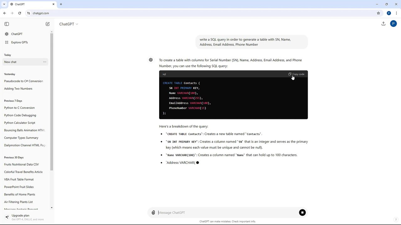ChatGPT Course Section 18 Generating SQL Queries and Using Them