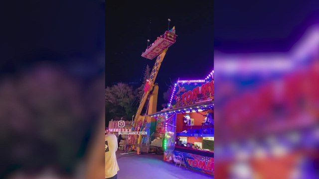 La atracción de una feria está a punto de caerse y la reacción de la gente evita una tragedia