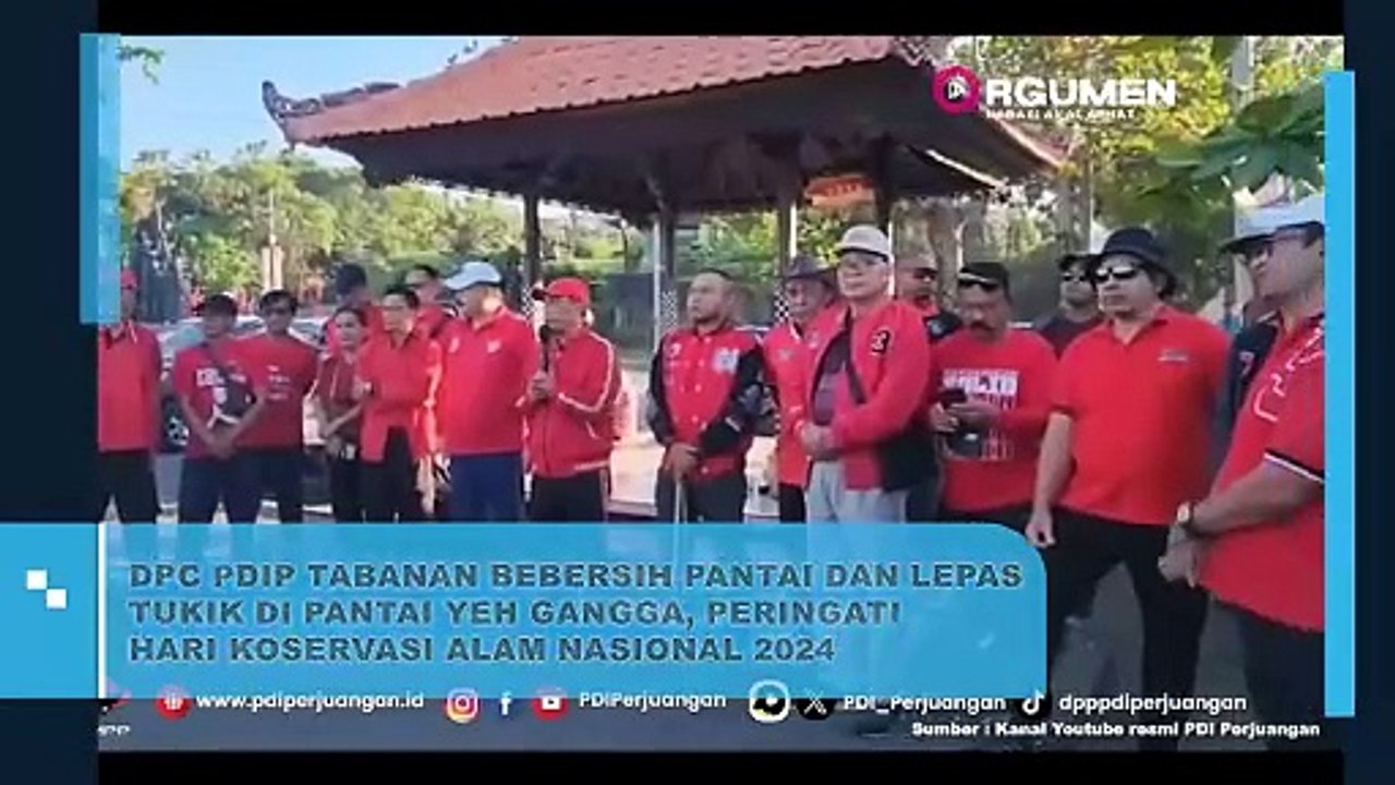 Dalam Rangka Hari Konservasi Alam Nasional 2024, DPC PDIP Tabanan Bersihkan Pantai dan Lepas Tukik Di Pantai Yeh Gangga