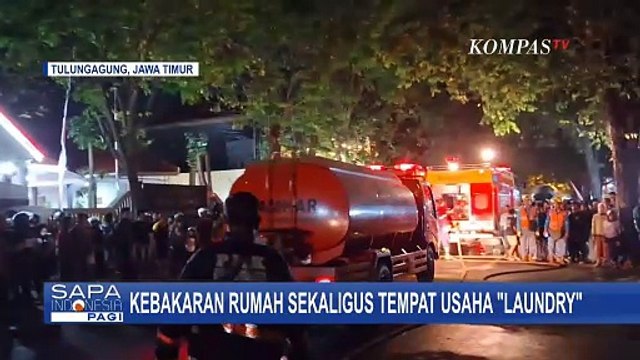 Diduga Karena Ada Kebocoran Gas, Rumah Sekaligus Tempat Laundry d Tulungagung Hangus Terbakar