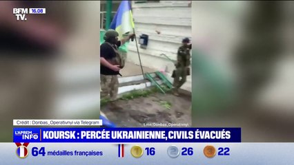 Download Video: Des soldats ukrainiens se filment en train de planter un drapeau de leur pays dans un village russe