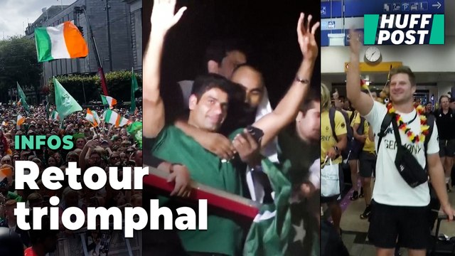 De retour des JO, les athlètes accueillis dans leur pays en héros