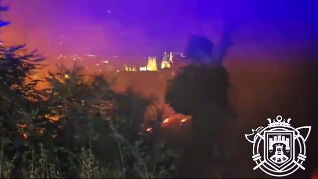 Actuación de los Bomberos de Burgos en la ladera del Castillo