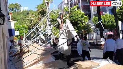 Tadilattaki bankanın iskelesi çöktü, facianın eşiğinden dönüldü