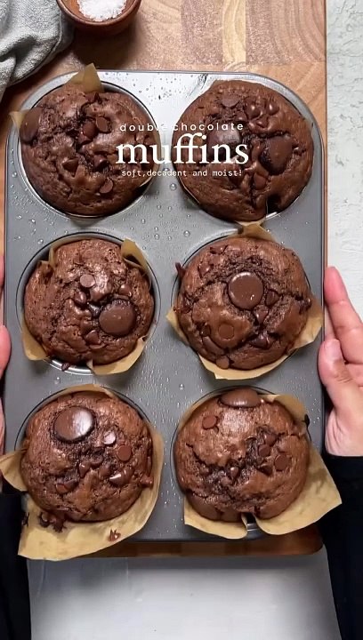 Double Chocolate   Muffins Recipe Ingredients-_•_Wet-_•_1-2 cup melted unsalted butter_•_1 cup sug...•_1 cup buttermilk, room temp_•_1-4 cup Greek yogurt_•_2 tbsp neutral oil_•_2 tbsp maple syrup_•_1 tsp vanilla ext
