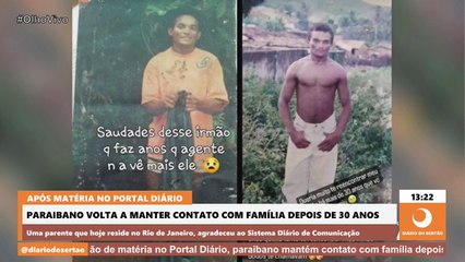 Paraibana que mora no RJ agradece ao Sistema Diário por matéria que possibilitou reencontro com irmão