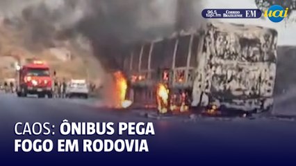 Скачать видео: Ônibus pega fogo na MG-010