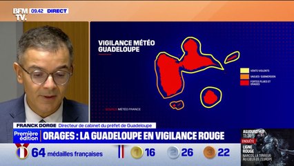 Tempête Ernesto: "On attend des fortes précipitions entre 150 à 300 millimètres sur certaines zones de reliefs" (préfecture de Guadeloupe)