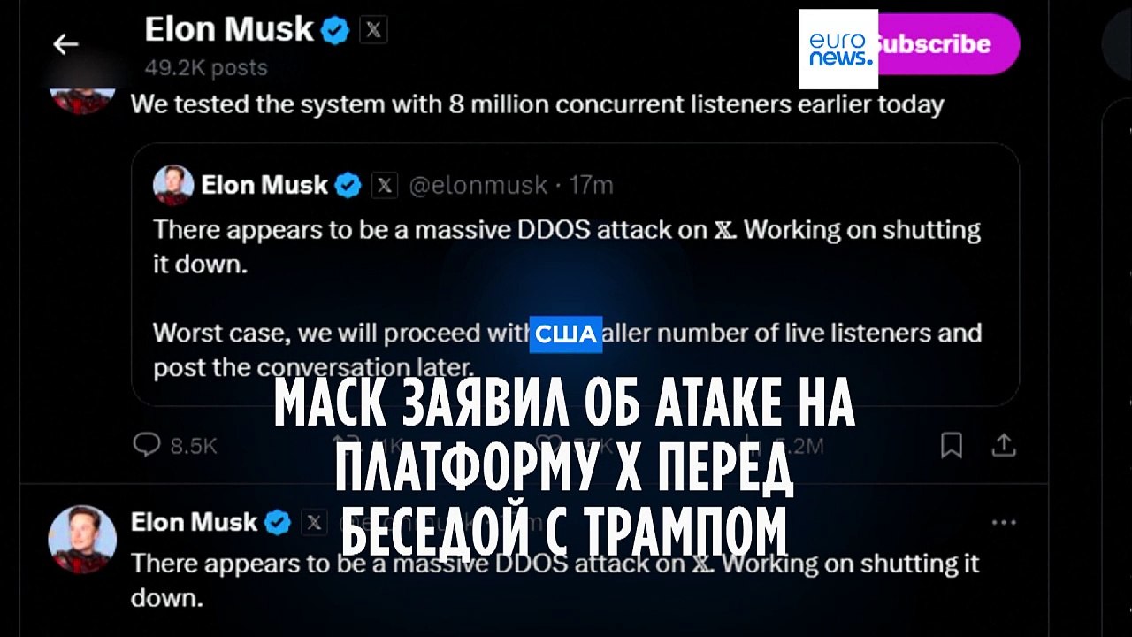 Маск заявил о DDоS-атаке на социальную сеть Х п...