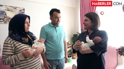 Üçüz bebek sahibi aileye Vali Serdengeçti ve eşinden sürpriz ziyaret