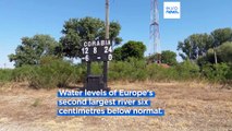 Danube River receding along its Romanian banks