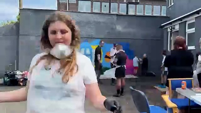 Youngsters make mural on North Wales Society of the Blind's Bangor office