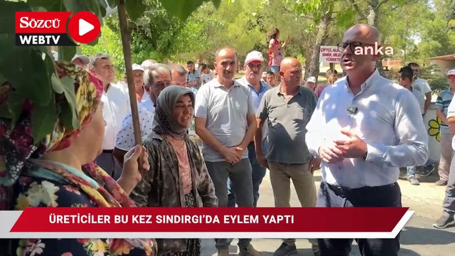 Üreticiler bu kez Sındırgı'da eylem yaptı, 'hükümet istifa' sloganı attı
