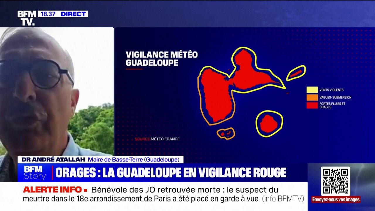 Tempête tropicale en Guadeloupe: "Le phénomène continue actuellement", témoigne le maire de Basse-Terre