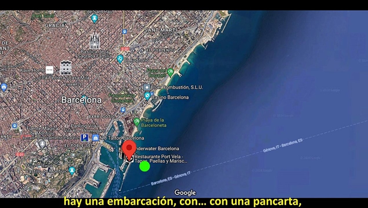 Simulación de la actuación de los urbanos con las dos embarcaciones de Greenpeace