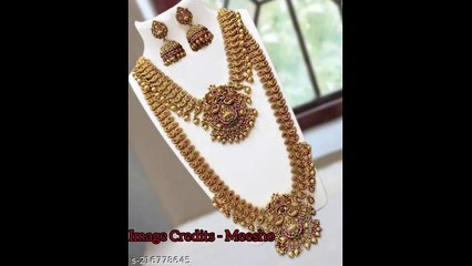 Laxmi Devi Long Heavy Neck Piece and Choker set with Jhumka