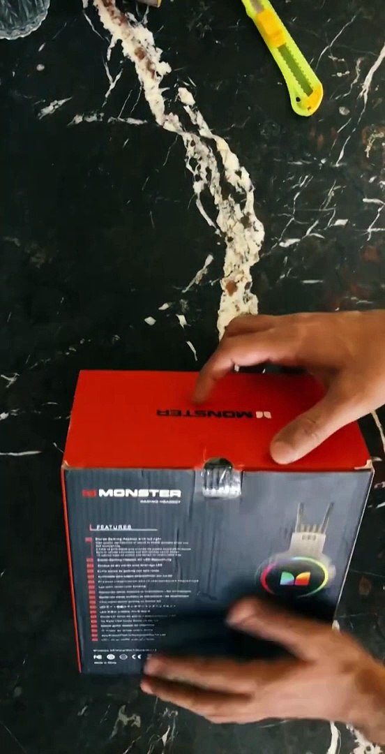 ⁣Unboxing Monster Gaming Headphones Rgb Lights - ASMR Unboxing Gaming Headset #shorts #asmrunboxing