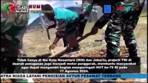Prajurit Pos Nume Satgas Pamtas Kewilayahan Yonif 753/AVT Lakukan Perbaikan Tiang Persiapan Hut RI Ke-79 Di Distrik Nume, Kab. Puncak Jaya
