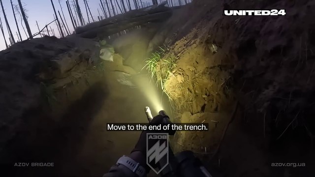 Trench warfare. First Person Shooter. Azov Brigade storm Russian trenches. Serebryansky For