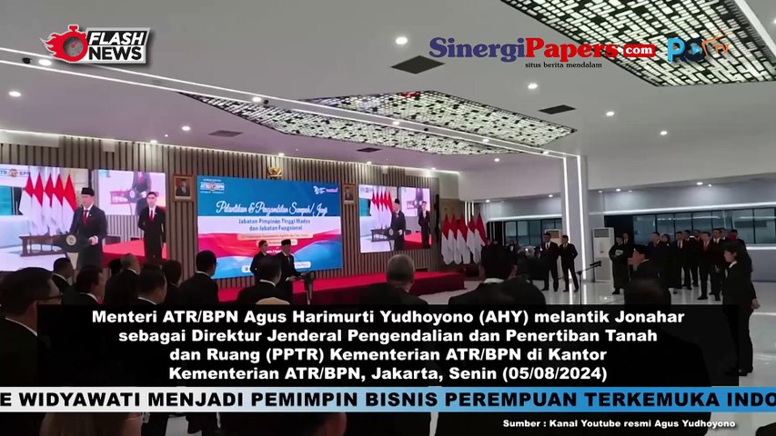 Menteri AHY Lantik Jonahar Sebagai Dirjen PTR Kementrian ATR/BPN