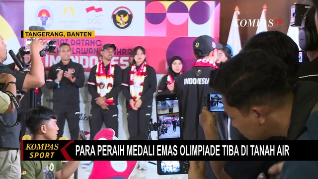 Momen Peraih Medali Emas di Olimpiade 2024, Veddriq Leonardo dan Rizki Juniansyah Tiba di Tanah Air