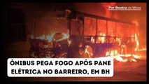 Ônibus pega fogo após pane elétrica no Barreiro, em BH