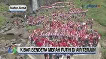 250 Bendera Merah Putih Berkibar di Air Terjun