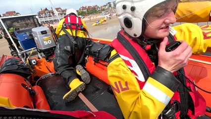 Bridlington lifeboat respond to person in water with lilo
