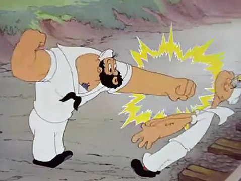 Bluto sconfigge Braccio di Ferro dopo aver mangiato gli spinaci