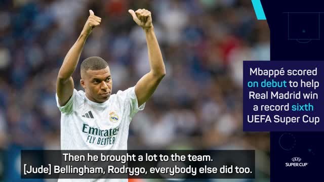 Ancelotti praises Mbappe's 'enormous quality' after Super Cup triumph