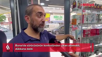 Acemi sürücü dükkana böyle daldı, işyeri sahibi isyan etti