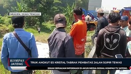 Truk Angkut Es Kristal Tabrak Pembatas Jalan, Sopir Tewas