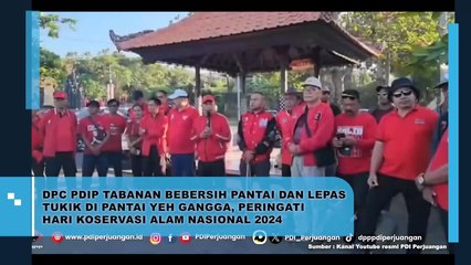 DPC PDIP Tabanan Bebersih Pantai dan Lepas Tukik di Pantai Yeh Gangga, Peringati Hari Koservasi Alam Nasional 2024