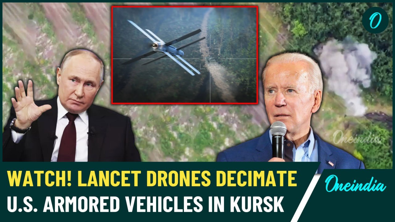 VIDEO| Russia Wrecks U.S. Armored Tanks In Kursk With New Lancet Drones As Putin Puts Army On-Alert