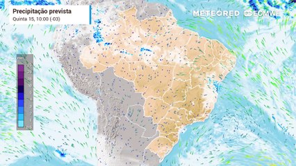Previsão de Nebulosidade e Precipitação até Sábado (17)