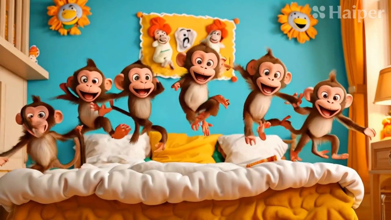Five Little Monkeys Jumping on the bed | nursery rhymes for kids ...