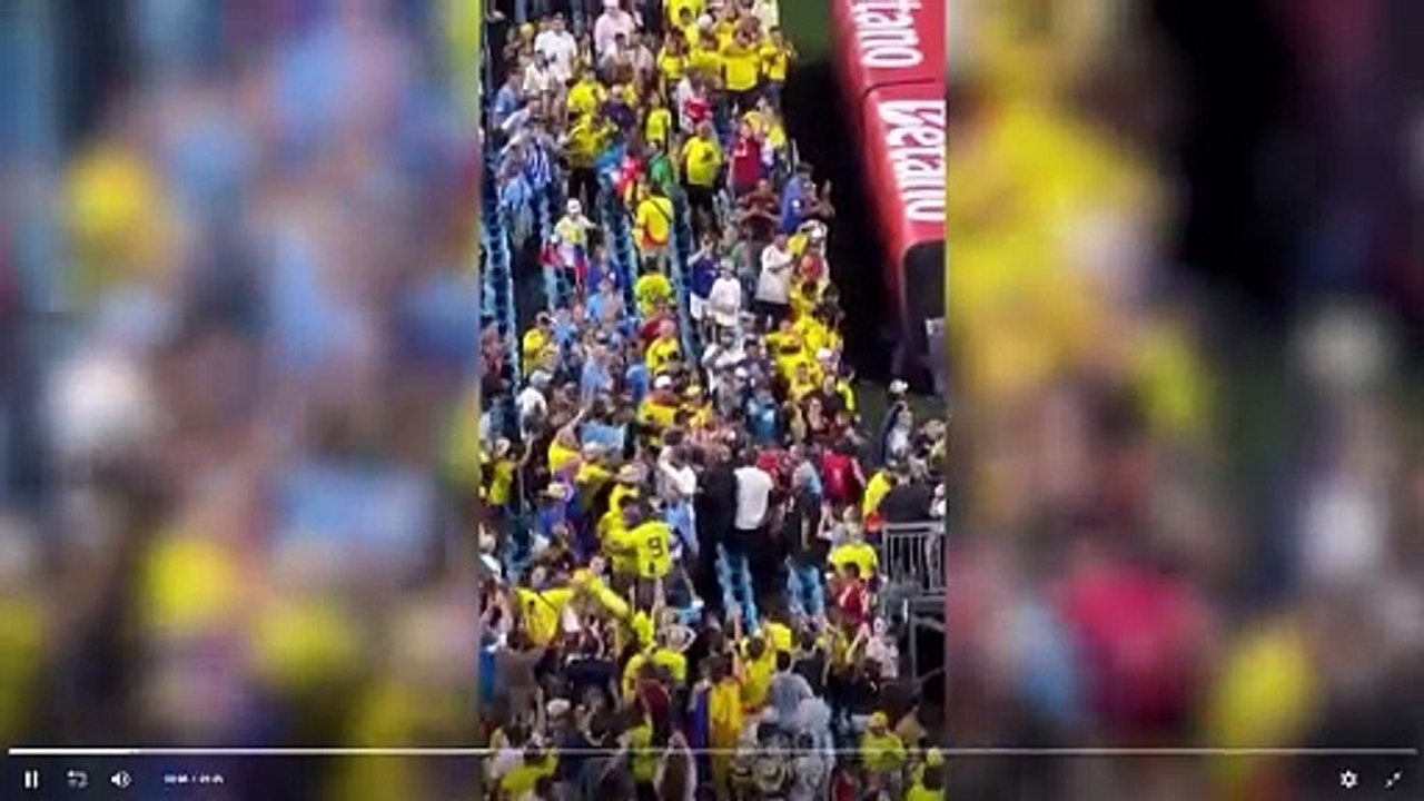 Incidentes entre hinchas de Colombia e hinchas y jugadores de la selección de Uruguay en la Copa América 2024