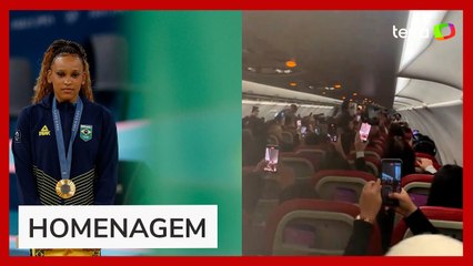 Rebeca Andrade é ovacionada em voo ao ser anunciada por piloto