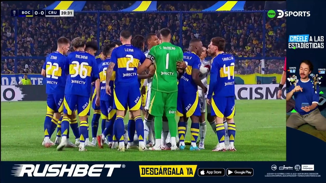 Boca Juniors 1 vs Cruzeiro 0 - Primer Tiempo - Octavos de Final de la Copa Sudamericana 2024