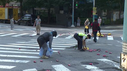 도심 사거리 한복판 음료 쏟아져...시민들 솔선수범 / YTN