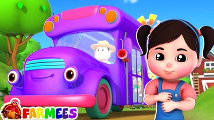 Wheels on the Bus Go Round and Round Rhyme Cartoon Video for Kids