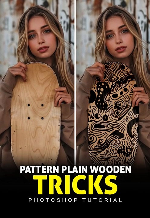How to Add Pattern On a Plain Wooden Skateboard in photoshop 2024