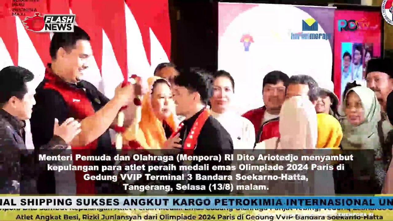 Kemenpora Sambut Kedatangan Atlet Peraih Medali Emas Olimpiade 2024 Veddriq Leonardo dan Rizki Juniansyah