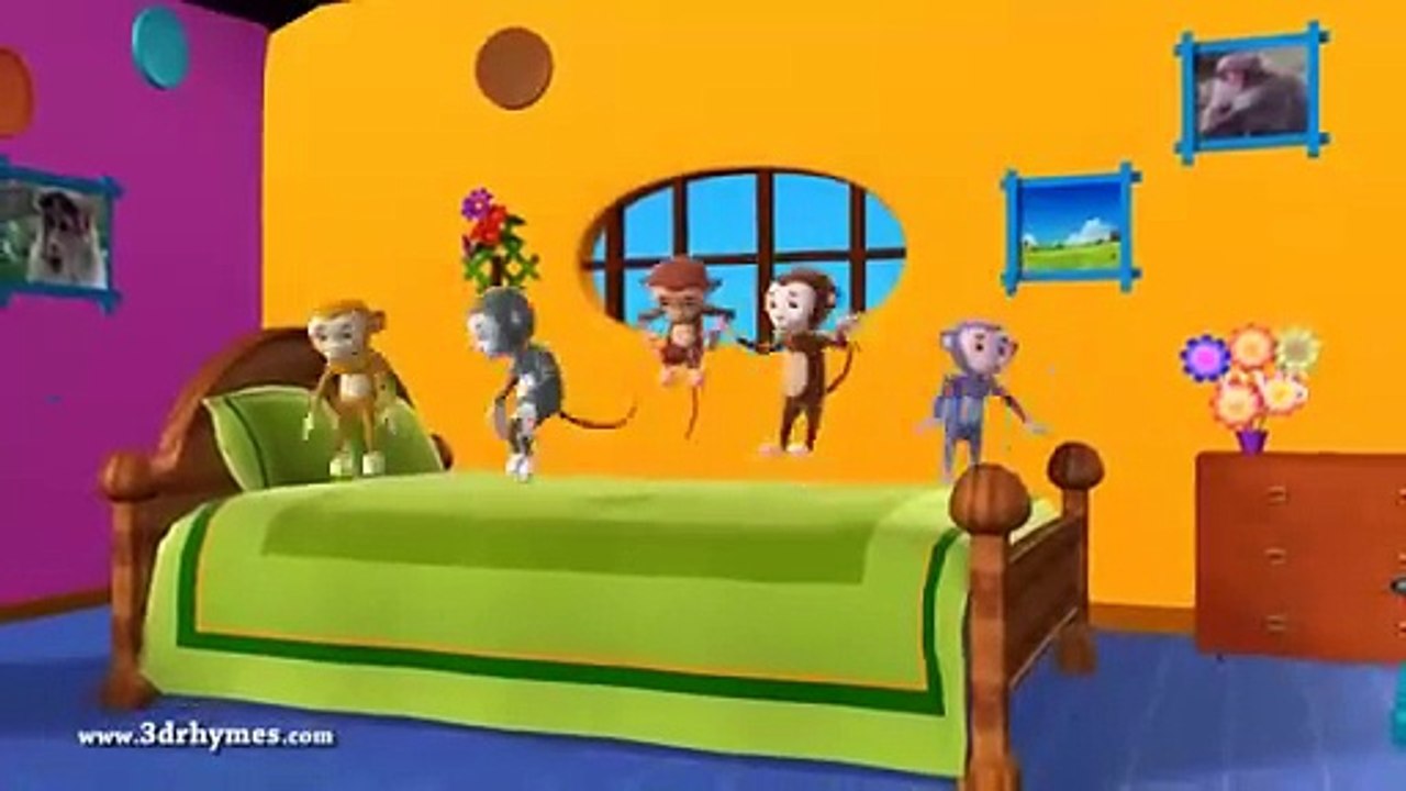Five Little Monkeys Jumping on the bed - 3D Animation English Nursery rhyme for children