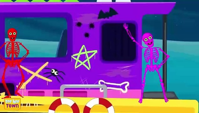 Five Funny Skeletons Dancing On The Spooky Night - Scary Skeletons Kids Songs @hooplakidz
