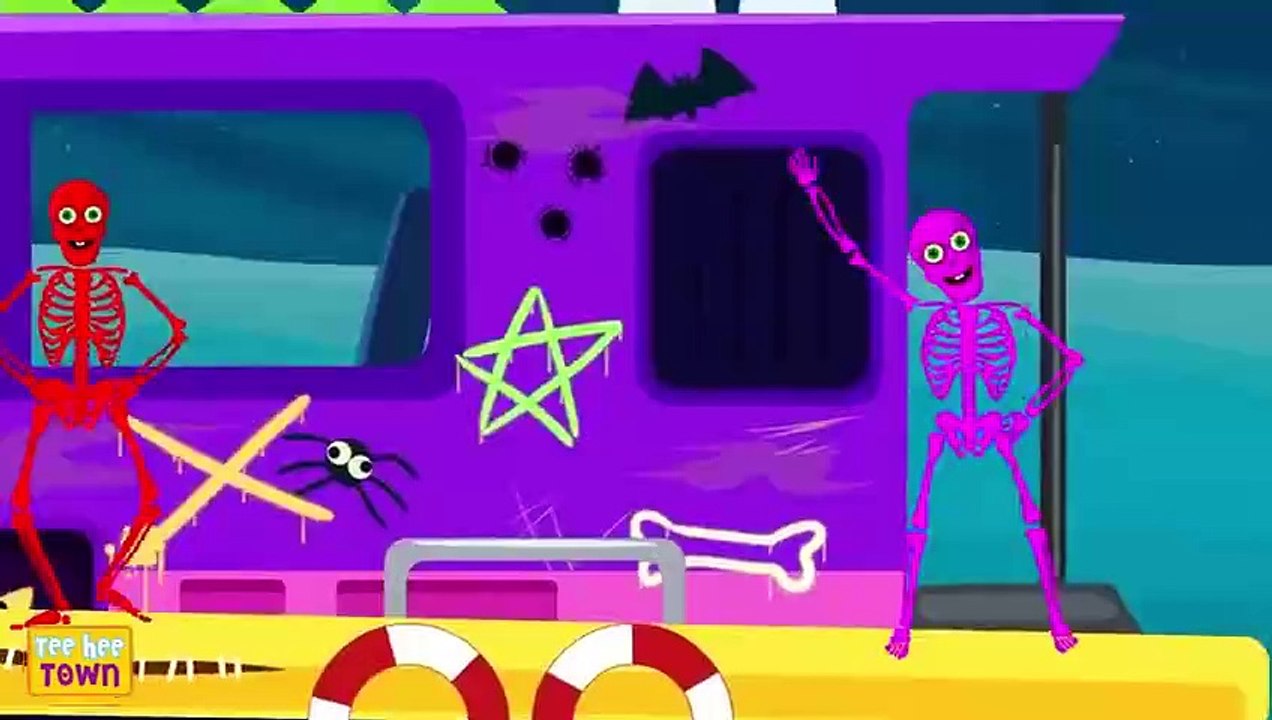 Five Funny Skeletons Dancing On The Spooky Night - Scary Skeletons Kids Songs @hooplakidz