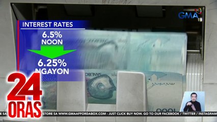 Interest rate sa bansa, bahagyang ibinaba ng BSP dahil sa posibleng pagbaba ng inflation rate | 24 Oras