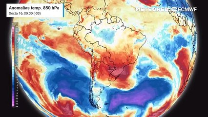 Anomalia de temperaturas em 850 hPa
