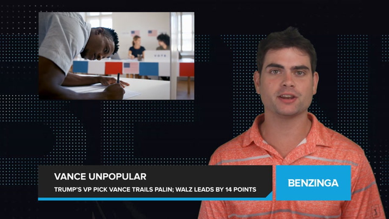 Trump's VP Pick JD Vance Is More Unpopular Than Sarah Palin Was in the 2008 Election as Gov. Walz Leads By 14 Points